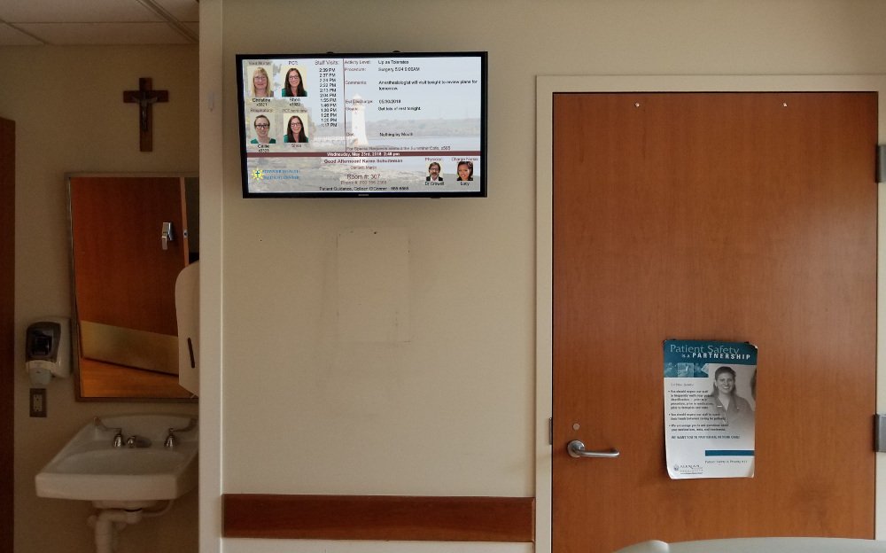 Digital Patient Room Whiteboard in Patient Hospital Room