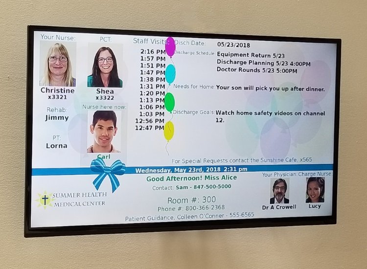 Digital Patient Room Whiteboard with Rounding Status