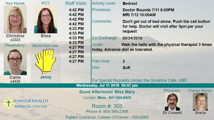 MTR® Digital Patient Patient Room Board with Hand Hygiene