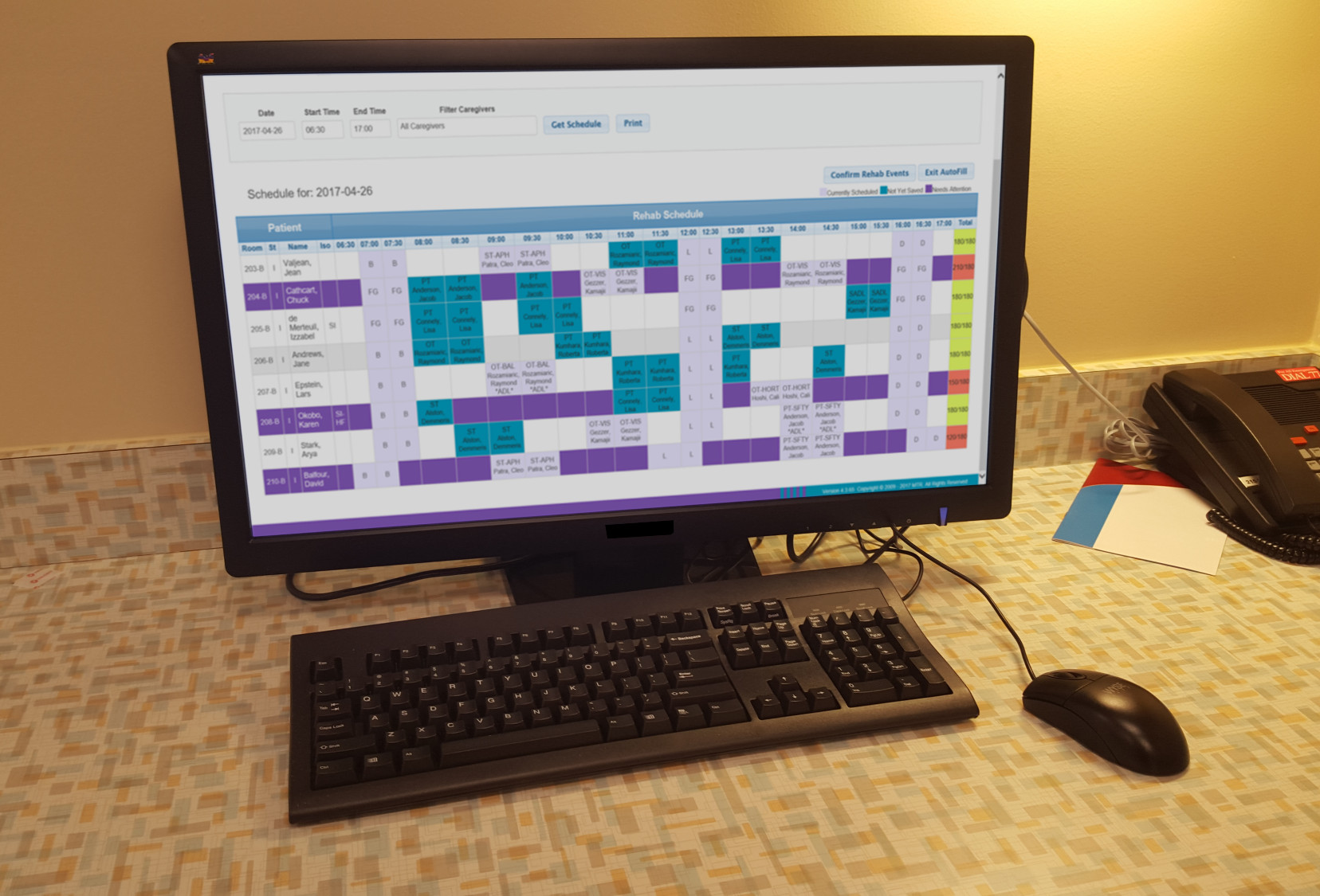 Rehab Scheduling highlights missing appointments